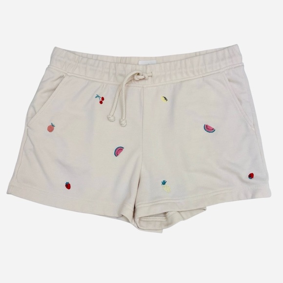 Loft Lou & Grey Embroidered Fruity Cozy Cotton Terry Lounge Shorts Cream Multi L - Picture 4 of 10